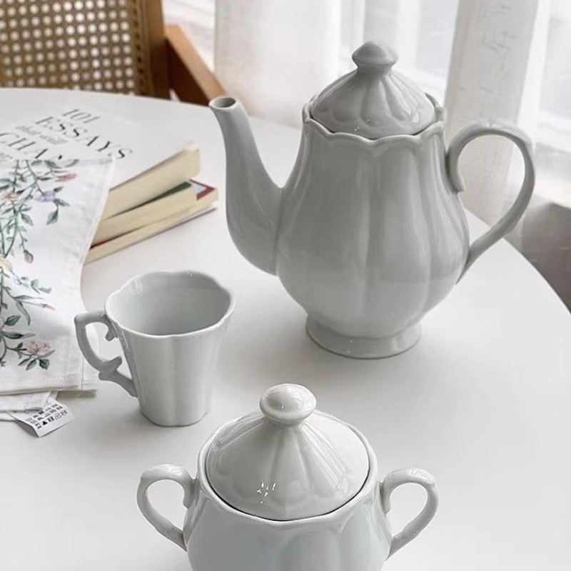 Home Textiles France - French Retro Flower Bud Ceramic Teapot