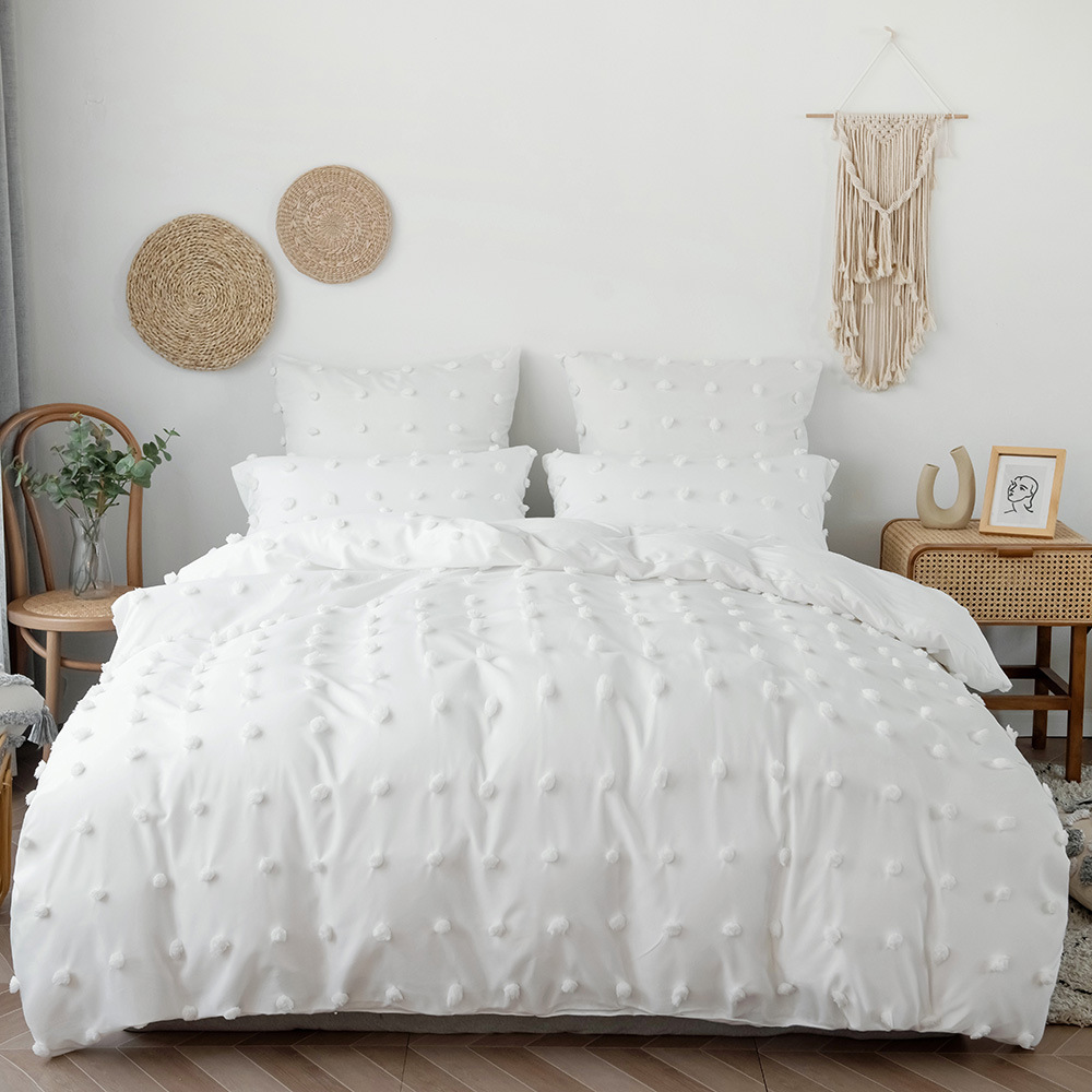 Home Textiles Exporters - Bedding set with plain color, embroidered