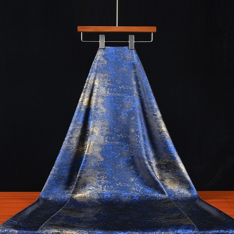 Home Of Textiles - Retro Blue Gilded Gradient Textured Fabric,