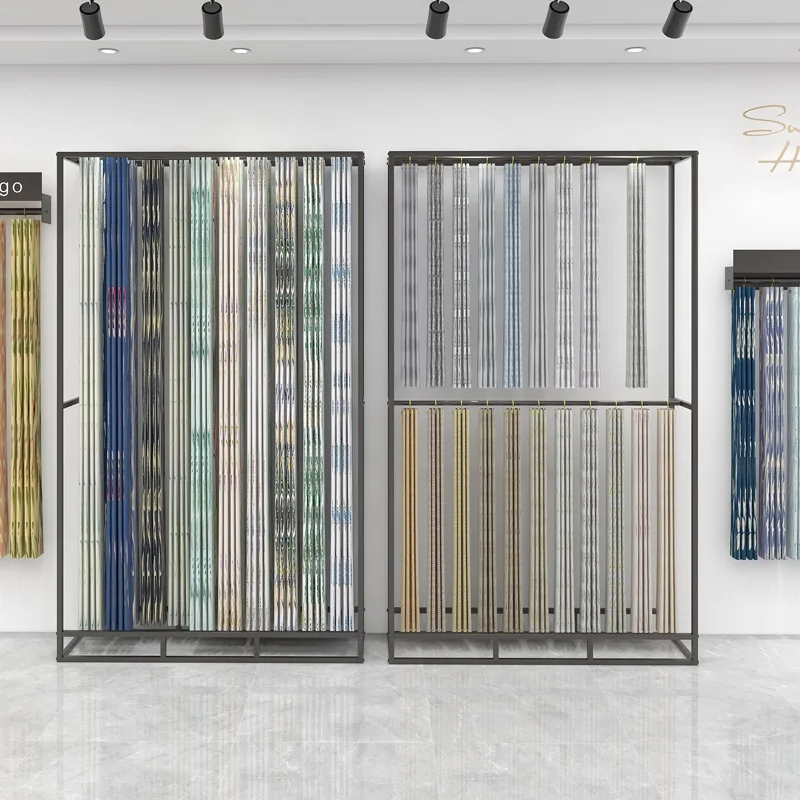 Curtain shop large display rac - Home Textiles Exhibition ulasan dan harga